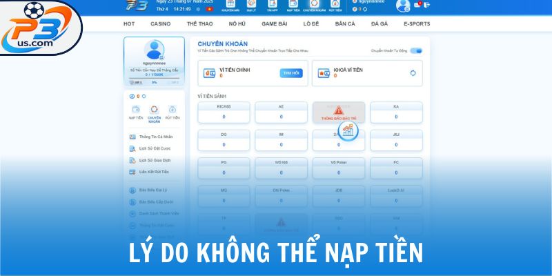 P3 27 Lý do không thể nạp tiền